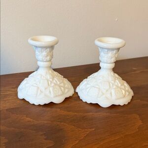 Westmoreland milk glass candle Holders